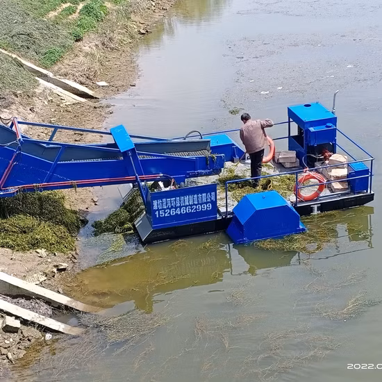 Лодка-косилка для водного мусора для очистки речных ГЭС